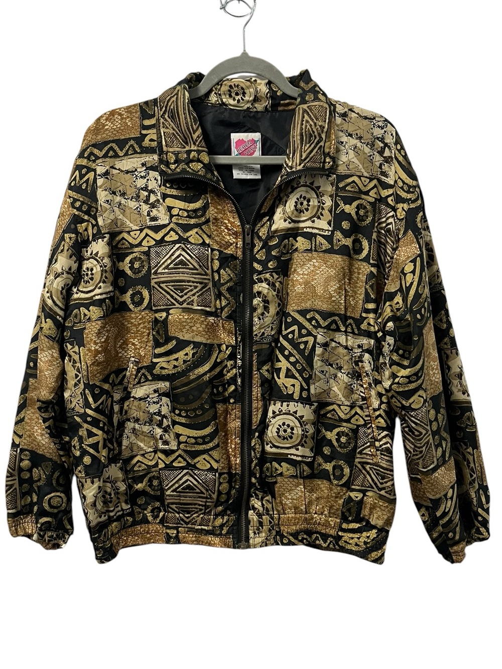 Vintage Y2K Keren Hart 100% Silk Track Jacket Women’s S Multicolor Lightweight
